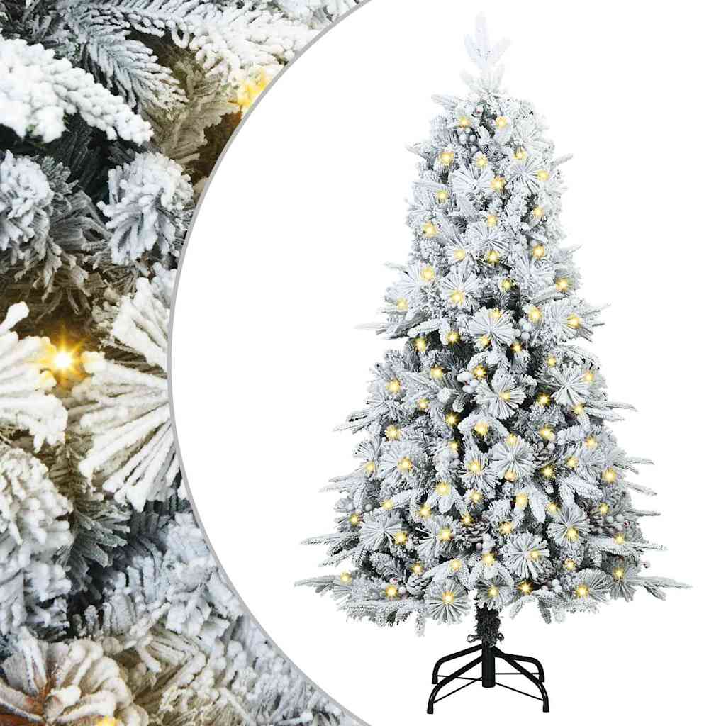 Kunstig sammensatt juletre med 150 LED Hvit 150 cm PE og PVC