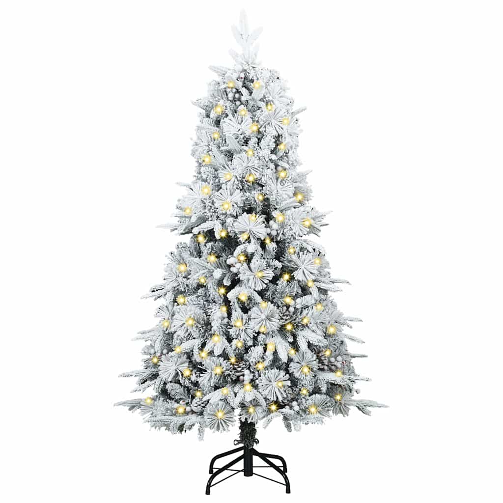 Kunstig sammensatt juletre med 150 LED Hvit 150 cm PE og PVC