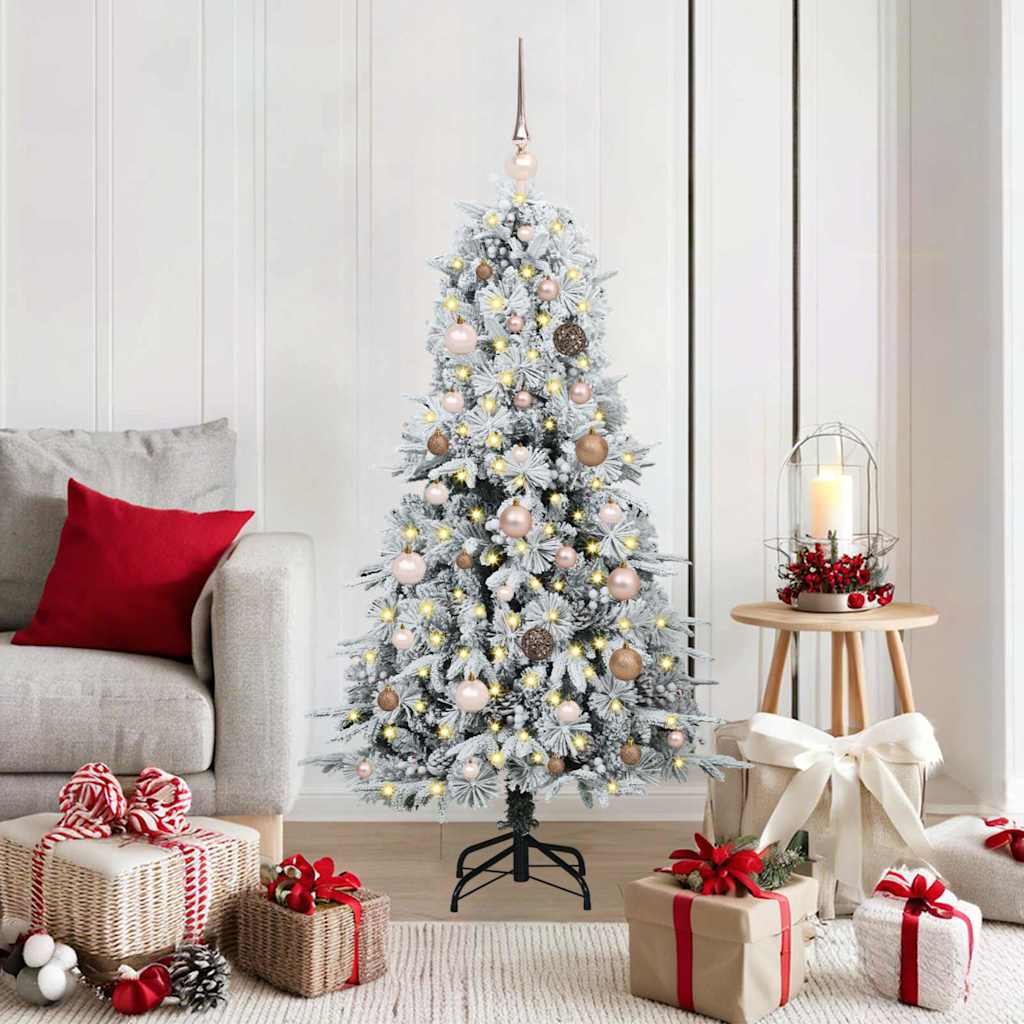 Kunstig sammensatt juletre med 150 LED Hvit 150 cm PE og PVC