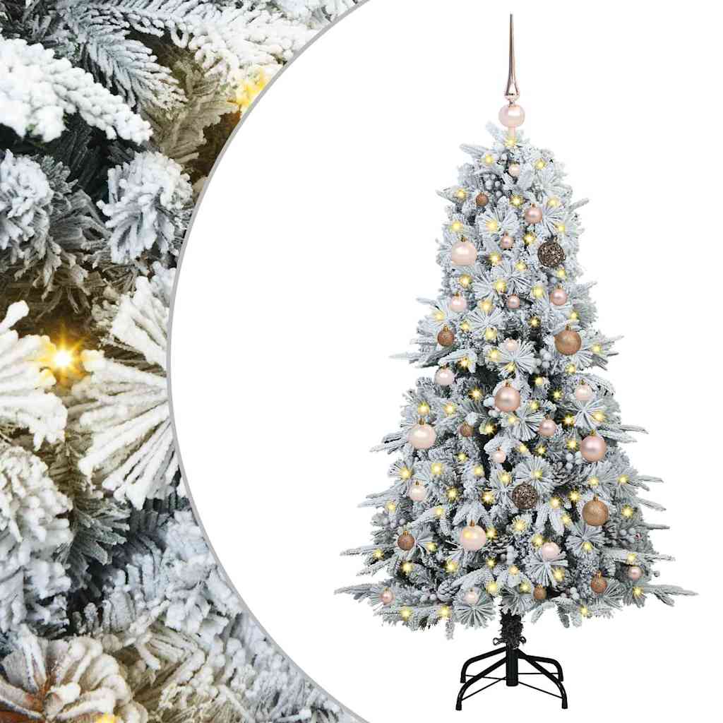 Kunstig sammensatt juletre med 150 LED Hvit 150 cm PE og PVC