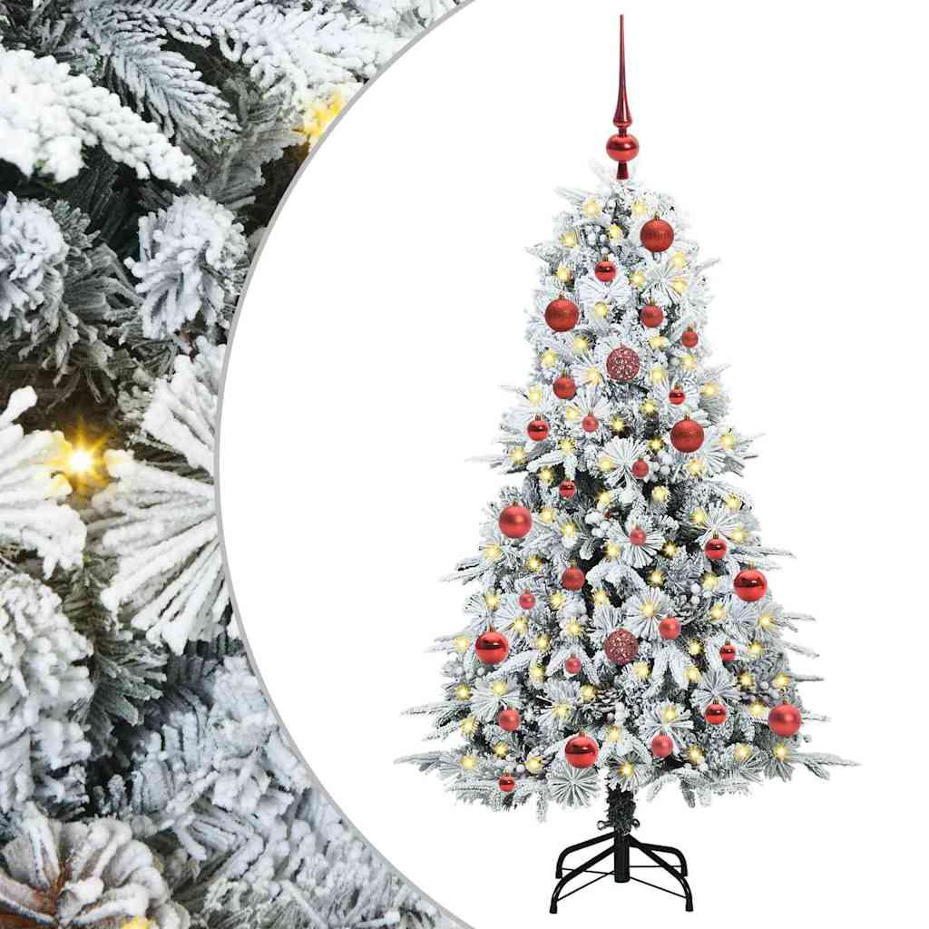 Kunstig sammensatt juletre med 150 LED Hvit 150 cm PE og PVC