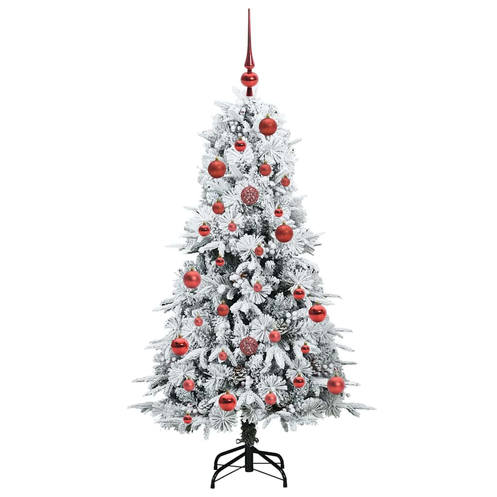 Kunstig sammensatt juletre med 150 LED Hvit 150 cm PE og PVC