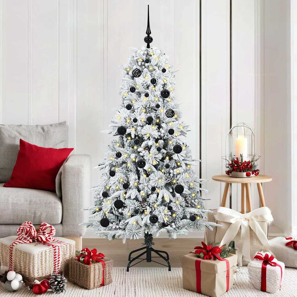 Kunstig sammensatt juletre med 150 LED Hvit 150 cm PE og PVC