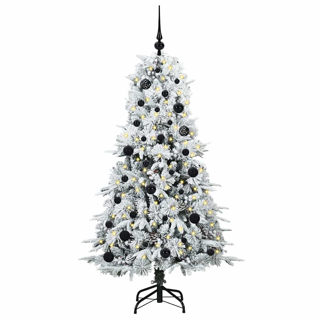 Kunstig sammensatt juletre med 150 LED Hvit 150 cm PE og PVC