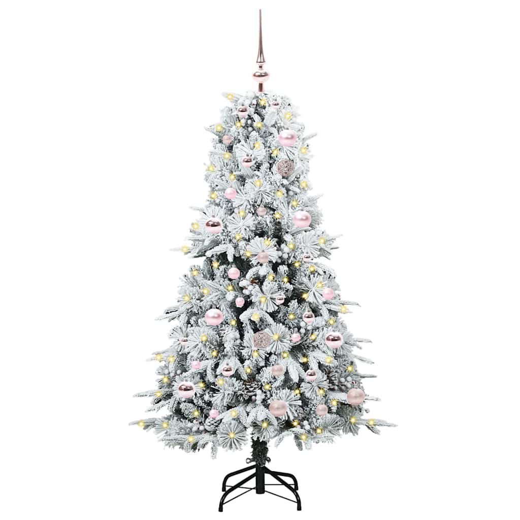 Kunstig sammensatt juletre med 150 LED Hvit 150 cm PE og PVC