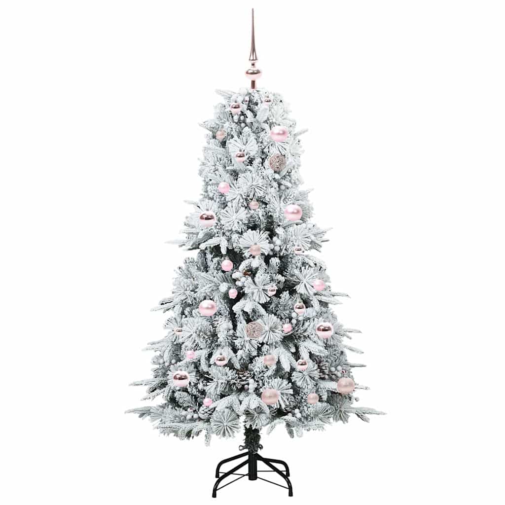Kunstig sammensatt juletre med 150 LED Hvit 150 cm PE og PVC