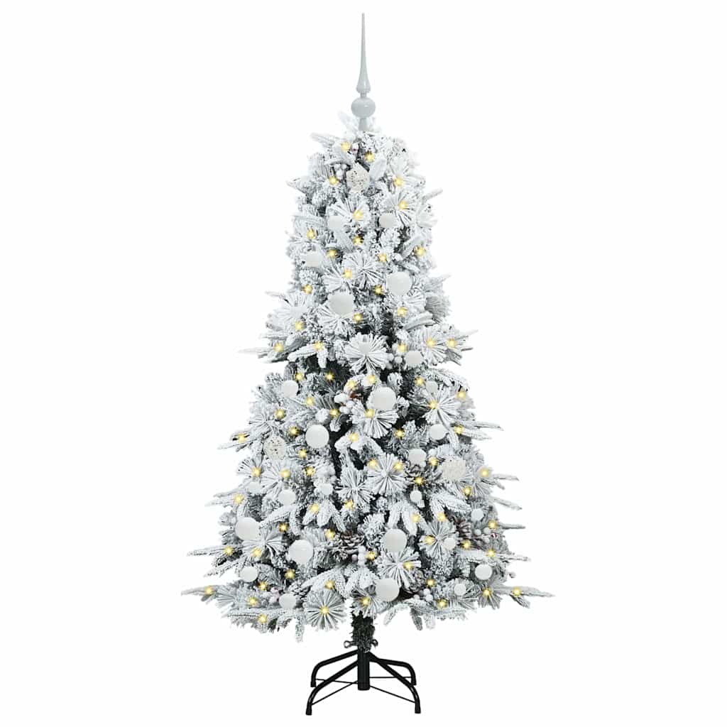 Kunstig sammensatt juletre med 150 LED Hvit 150 cm PE og PVC
