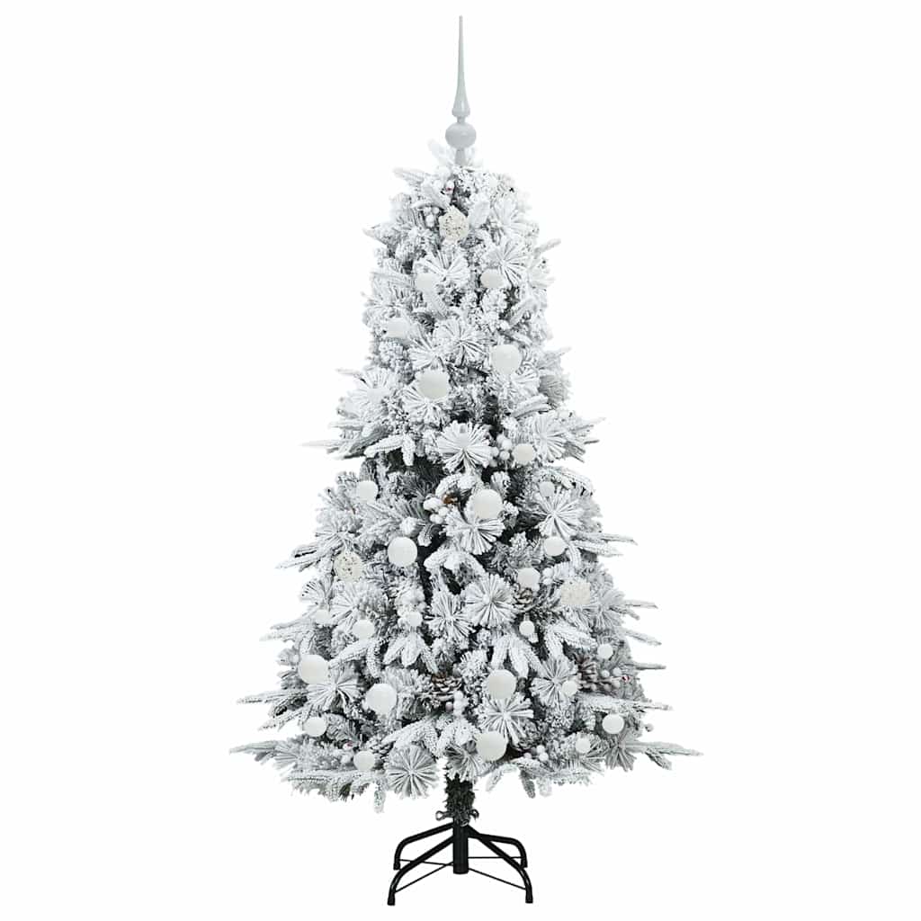 Kunstig sammensatt juletre med 150 LED Hvit 150 cm PE og PVC