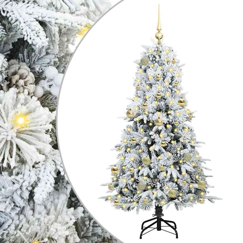 Kunstig sammensatt juletre med 150 LED Hvit 150 cm PE og PVC