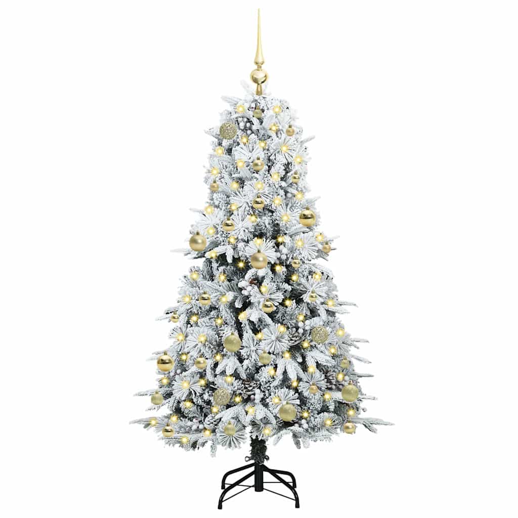 Kunstig sammensatt juletre med 150 LED Hvit 150 cm PE og PVC