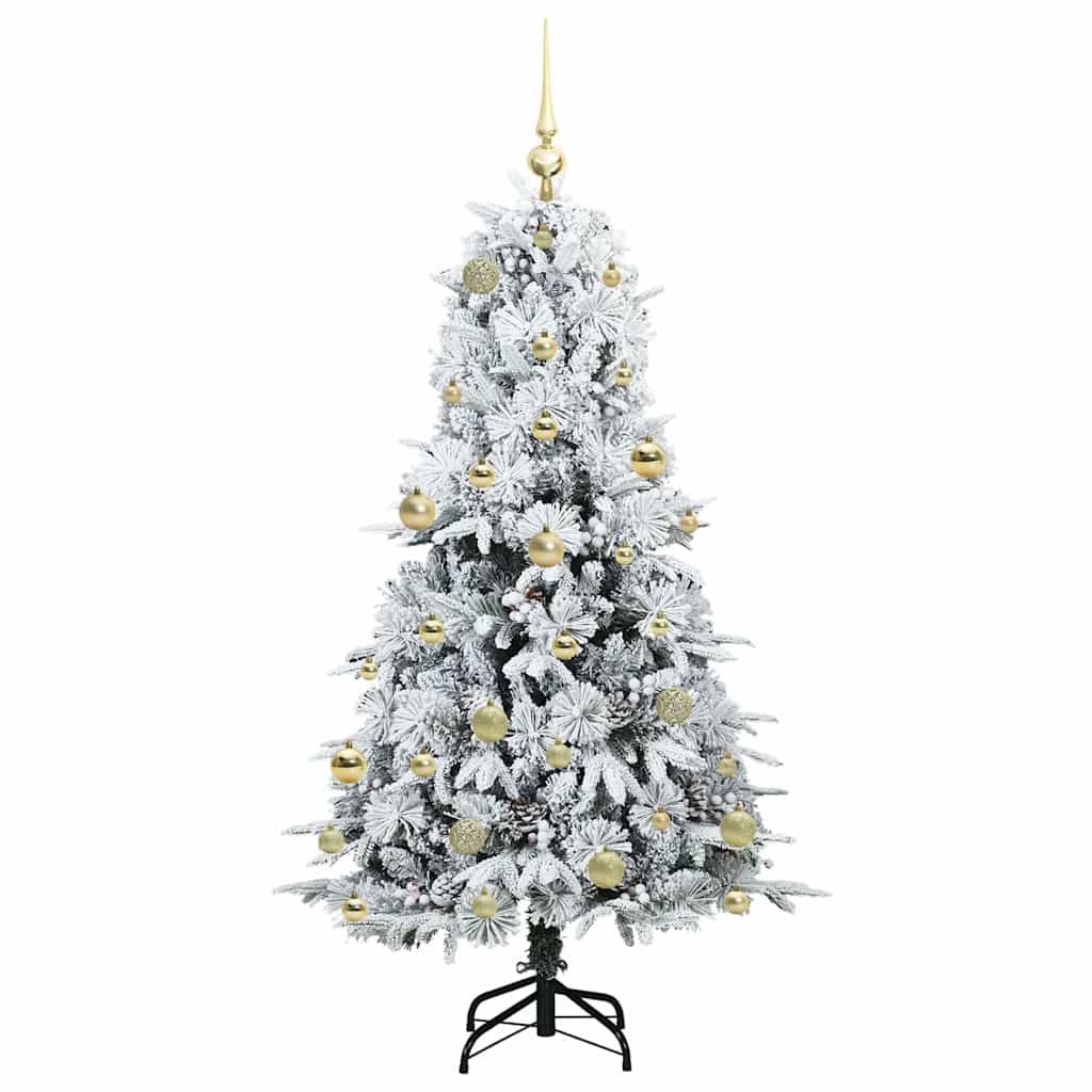 Kunstig sammensatt juletre med 150 LED Hvit 150 cm PE og PVC