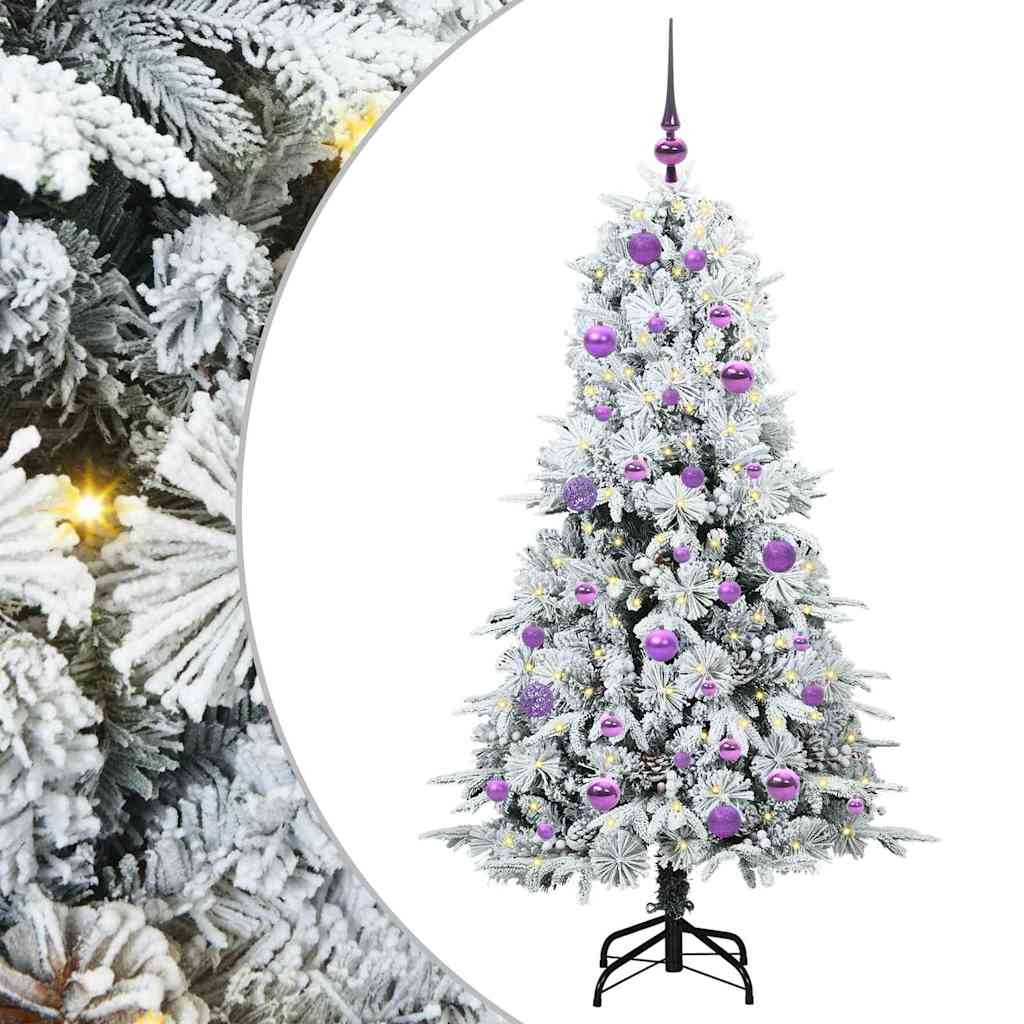 Kunstig sammensatt juletre med 150 LED Hvit 150 cm PE og PVC