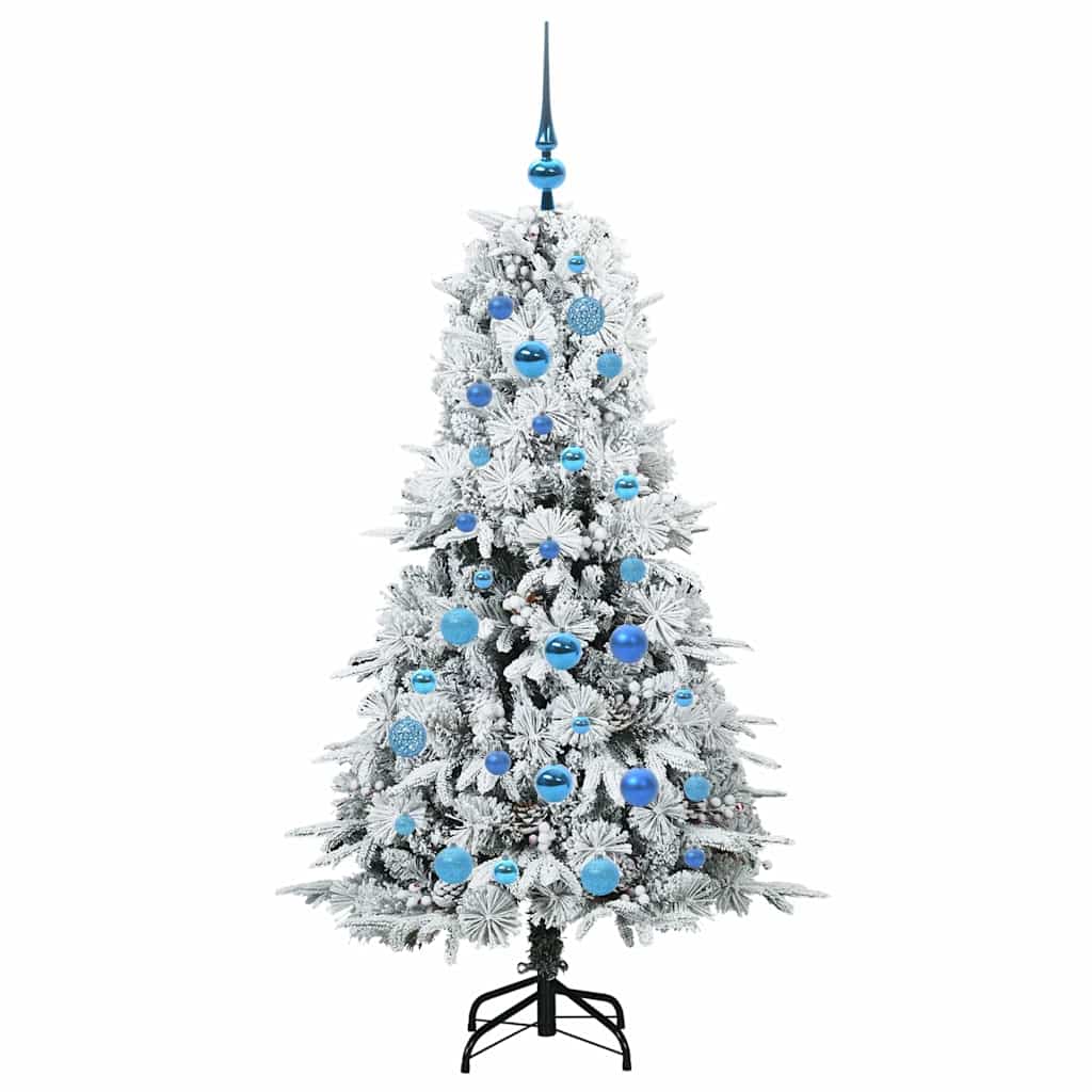 Kunstig sammensatt juletre med 150 LED Hvit 150 cm PE og PVC
