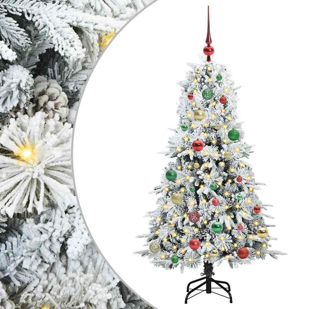 Kunstig sammensatt juletre med 150 LED Hvit 150 cm PE og PVC