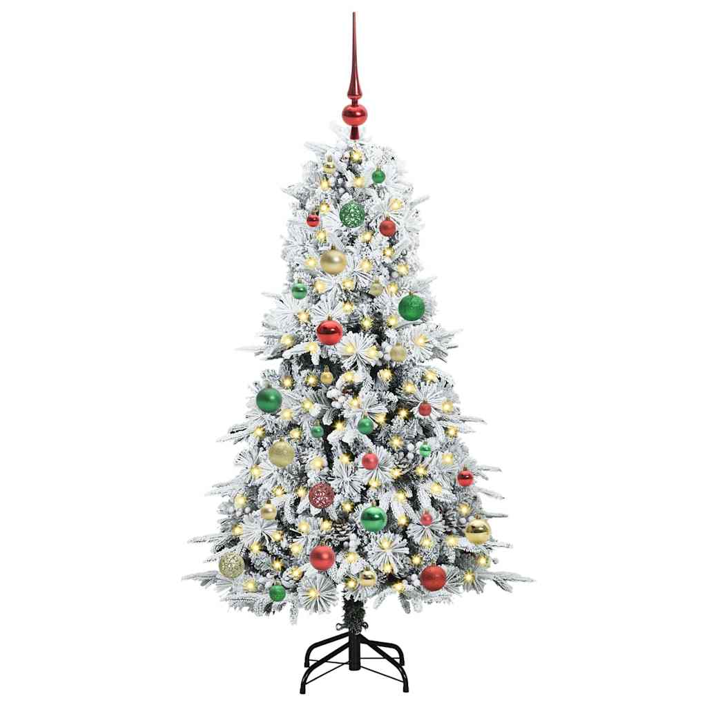 Kunstig sammensatt juletre med 150 LED Hvit 150 cm PE og PVC