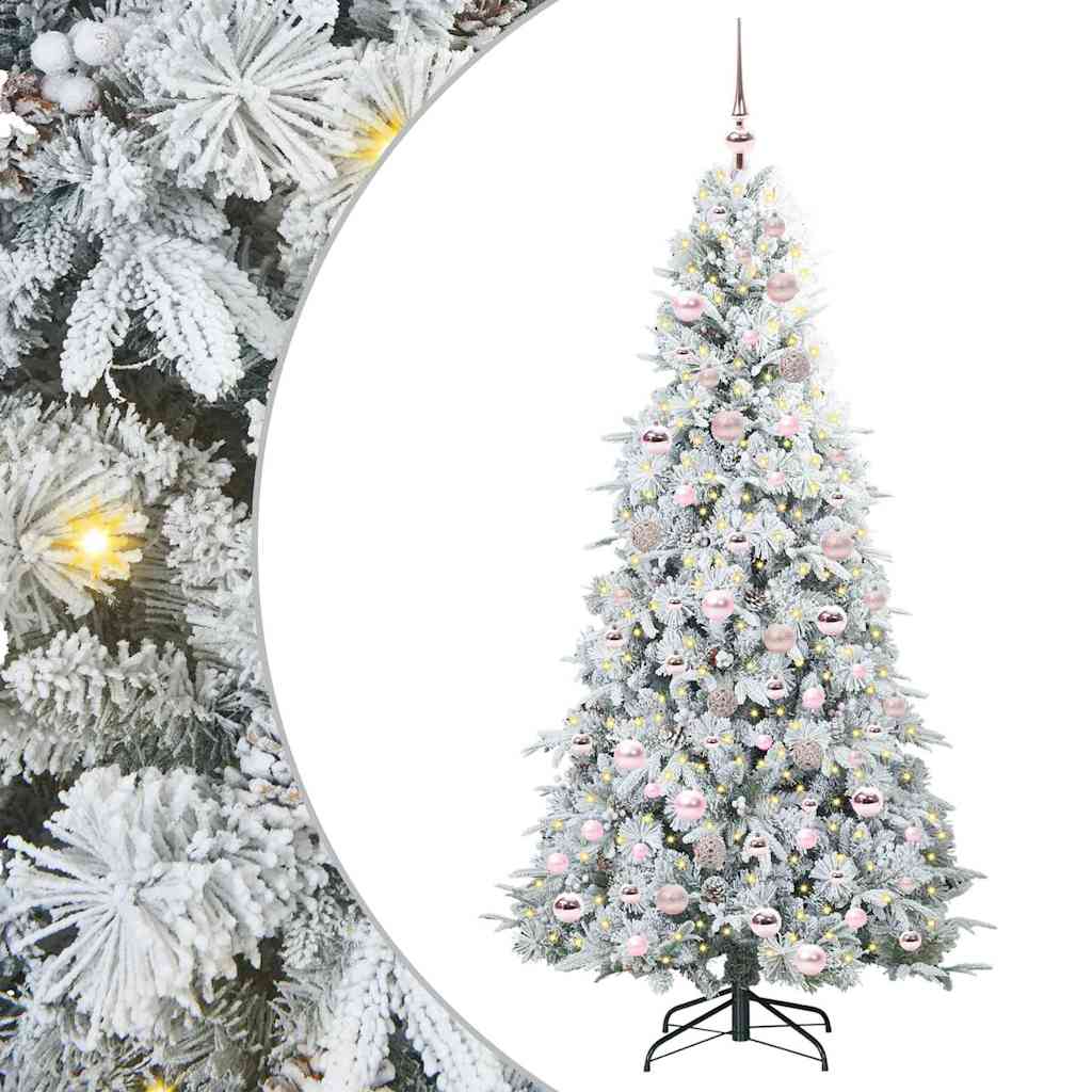 Kunstig sammensatt juletre med 300 LED Hvit 180 cm PE og PVC