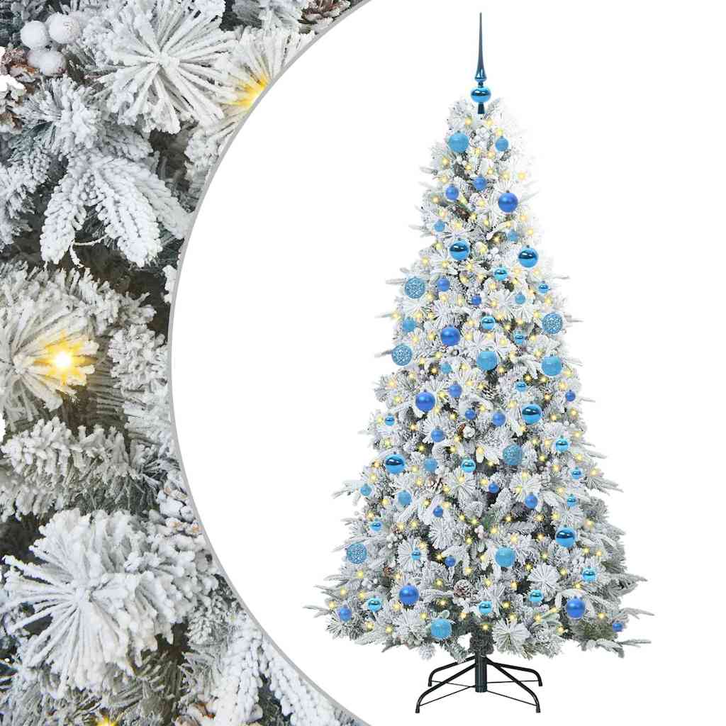Kunstig sammensatt juletre med 300 LED Hvit 180 cm PE og PVC
