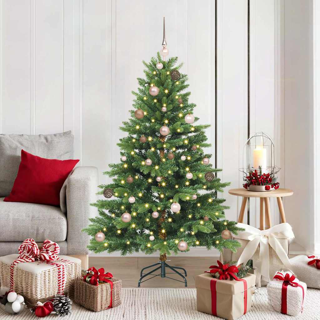 Kunstig juletre med 150 LED med stativ grønn 150 cm PE og PVC