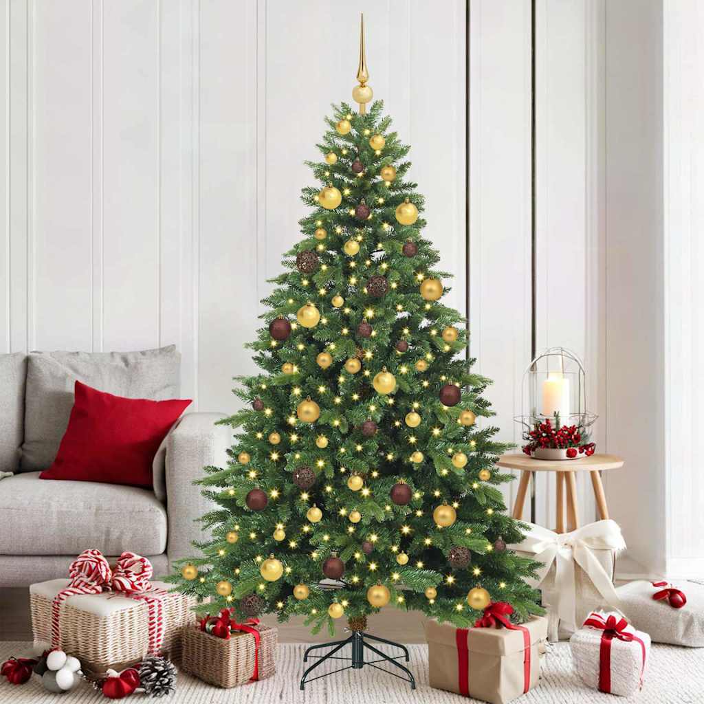 Kunstig juletre med 300 LED med stativ grønn 180 cm PE og PVC
