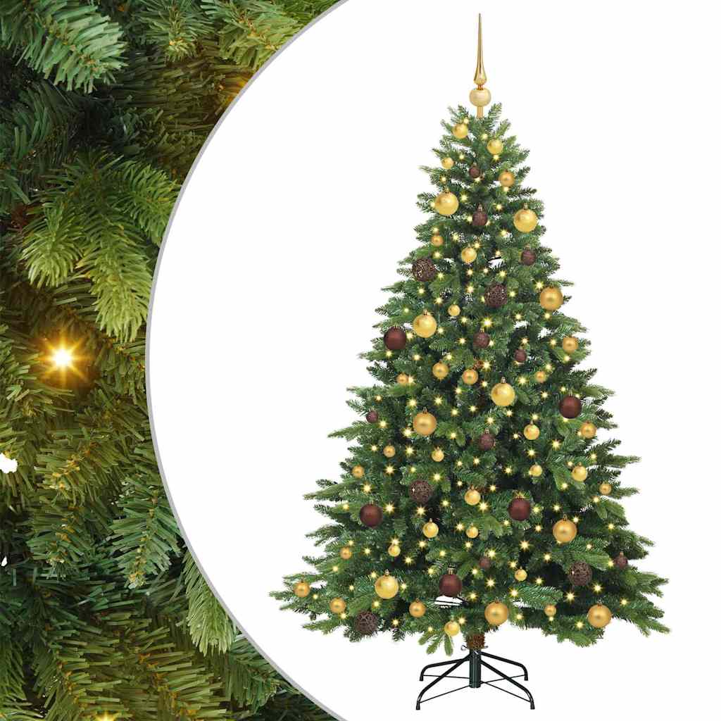 Kunstig juletre med 300 LED med stativ grønn 180 cm PE og PVC