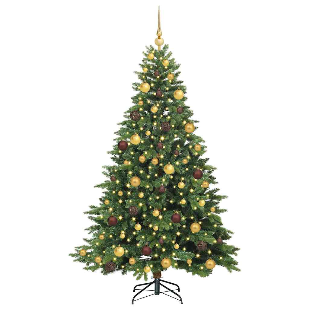 Kunstig juletre med 300 LED med stativ grønn 180 cm PE og PVC