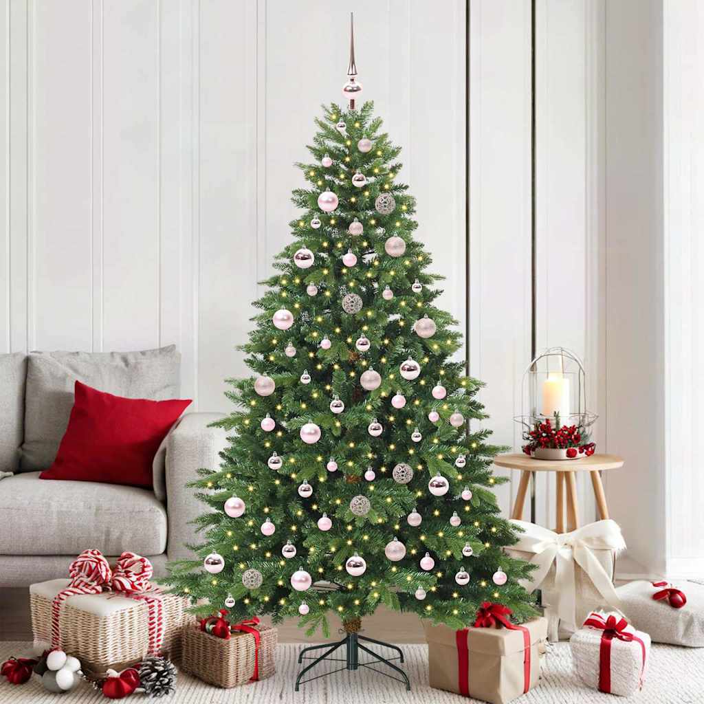 Kunstig juletre med 300 LED med stativ grønn 180 cm PE og PVC