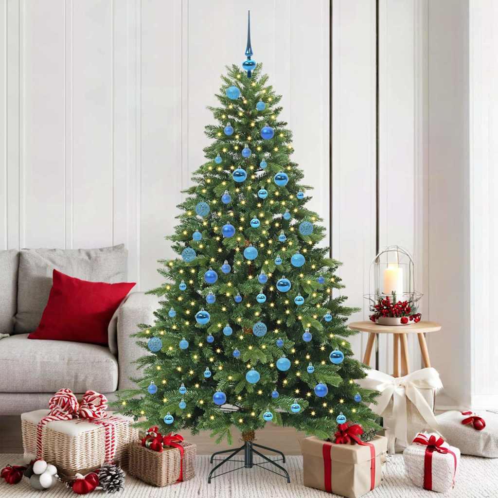 Kunstig juletre med 300 LED med stativ grønn 180 cm PE og PVC