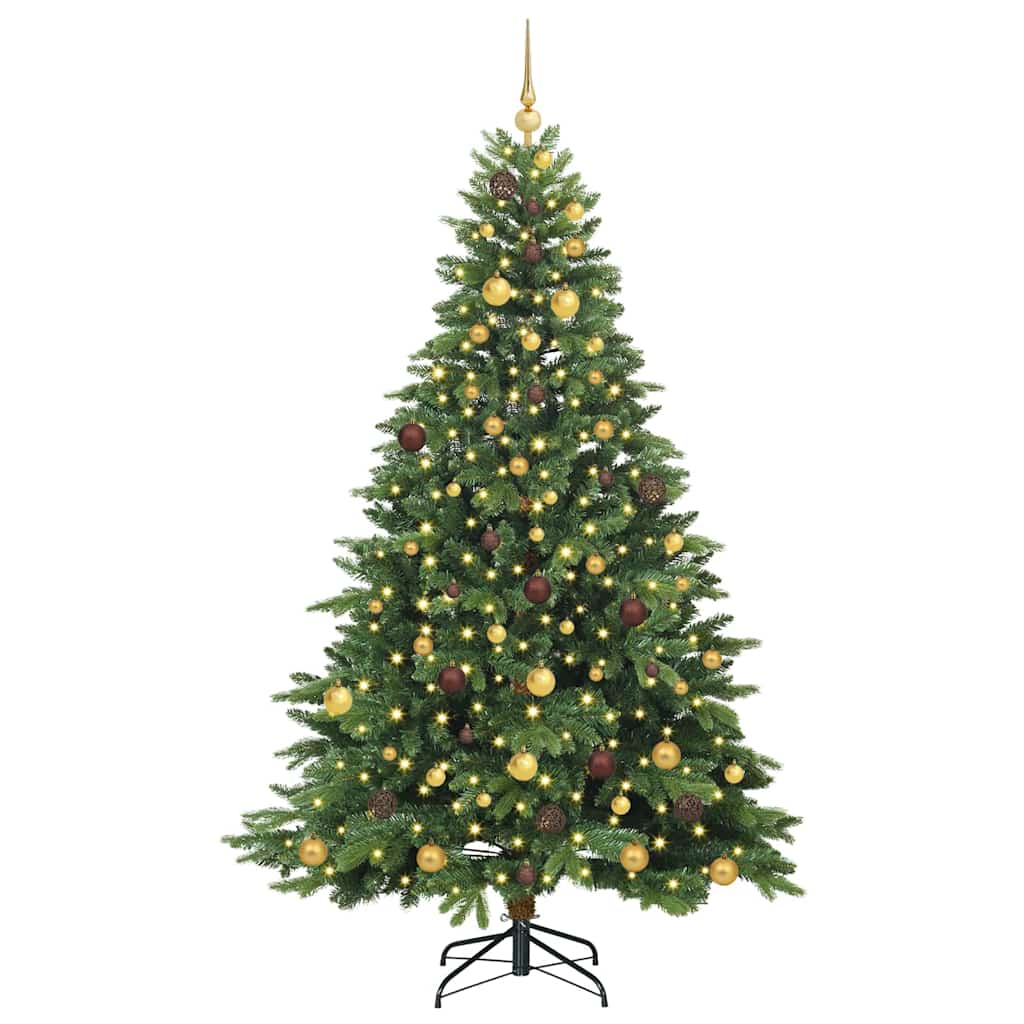 Kunstig juletre med 300 LED med stativ grønn 210 cm PE og PVC