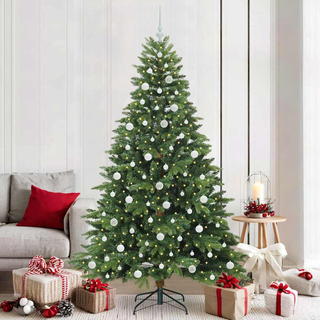 Kunstig juletre med 300 LED med stativ grønn 210 cm PE og PVC