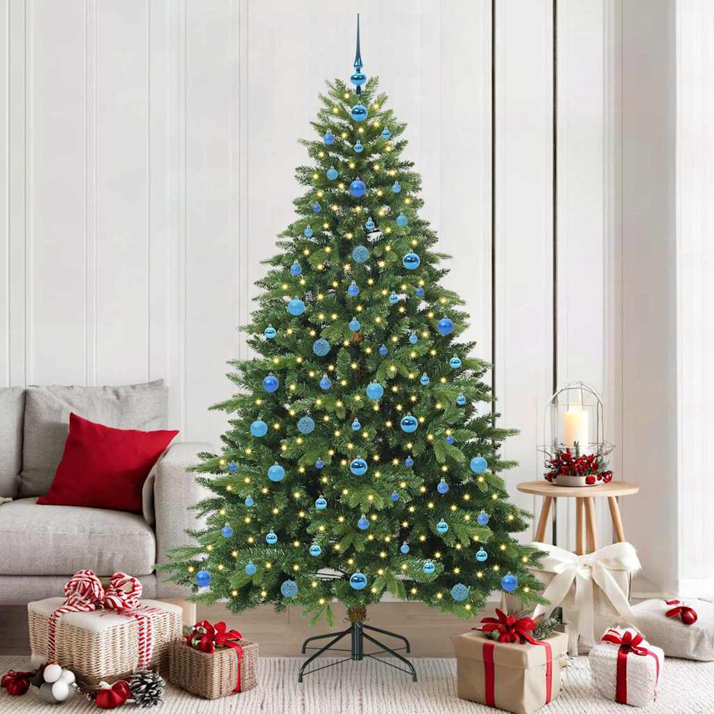 Kunstig juletre med 300 LED med stativ grønn 210 cm PE og PVC