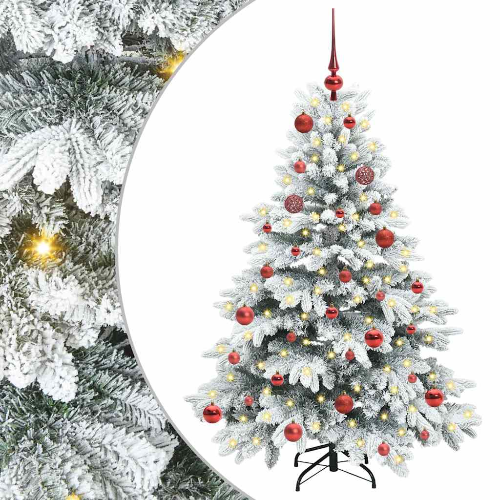 Kunstig juletre med 150 LED med stativ Hvit 150 cm PE og PVC