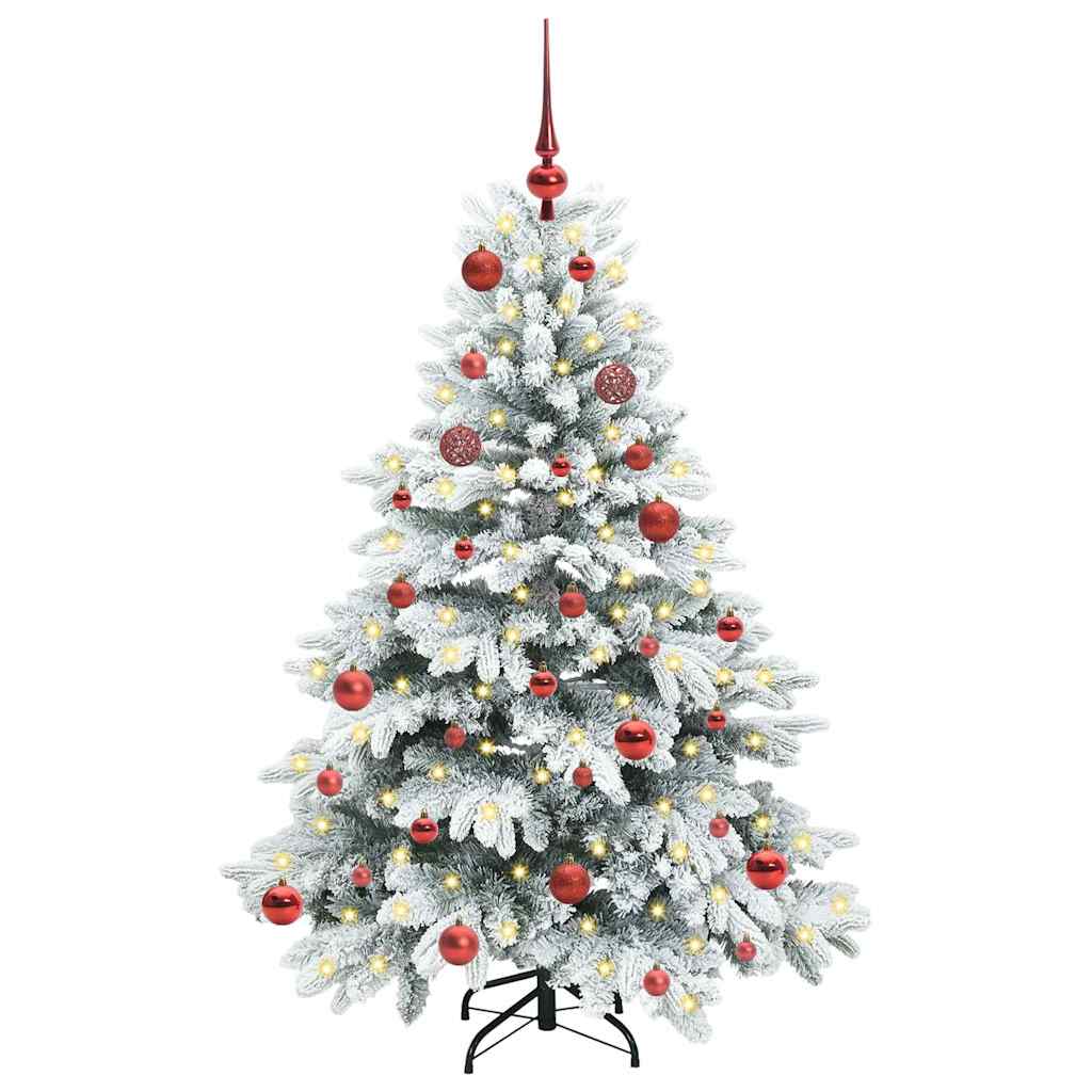 Kunstig juletre med 150 LED med stativ Hvit 150 cm PE og PVC