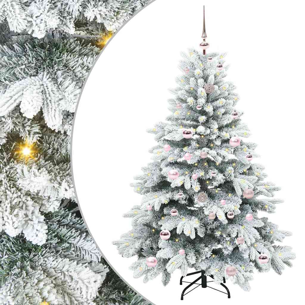 Kunstig juletre med 150 LED med stativ Hvit 150 cm PE og PVC