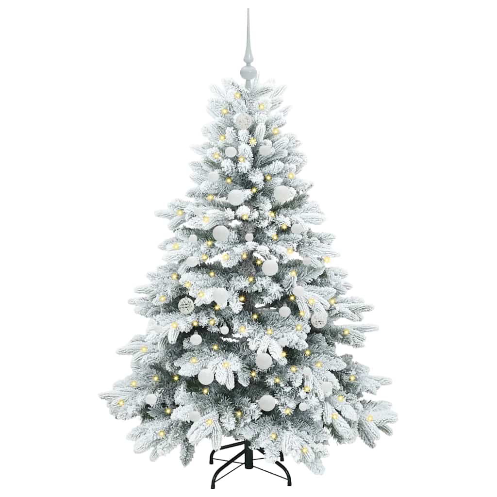 Kunstig juletre med 150 LED med stativ Hvit 150 cm PE og PVC