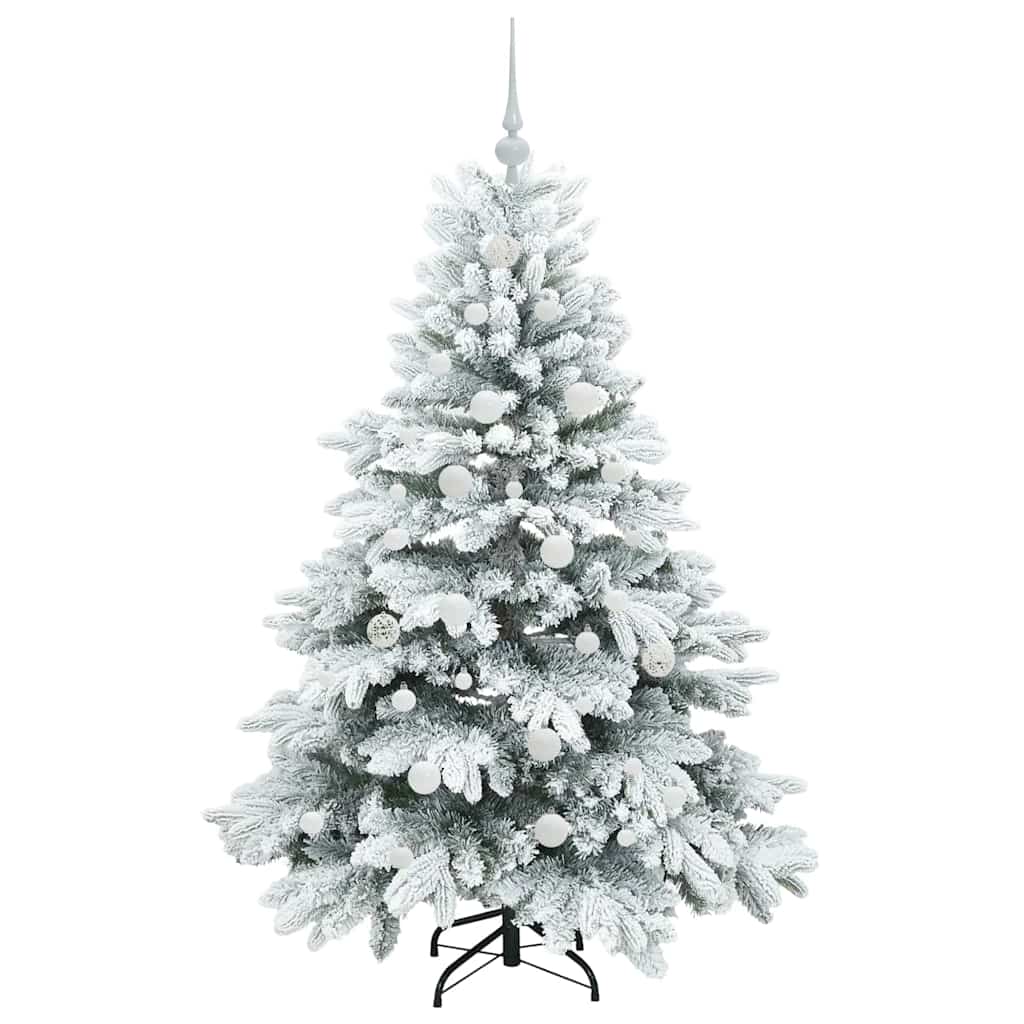 Kunstig juletre med 150 LED med stativ Hvit 150 cm PE og PVC