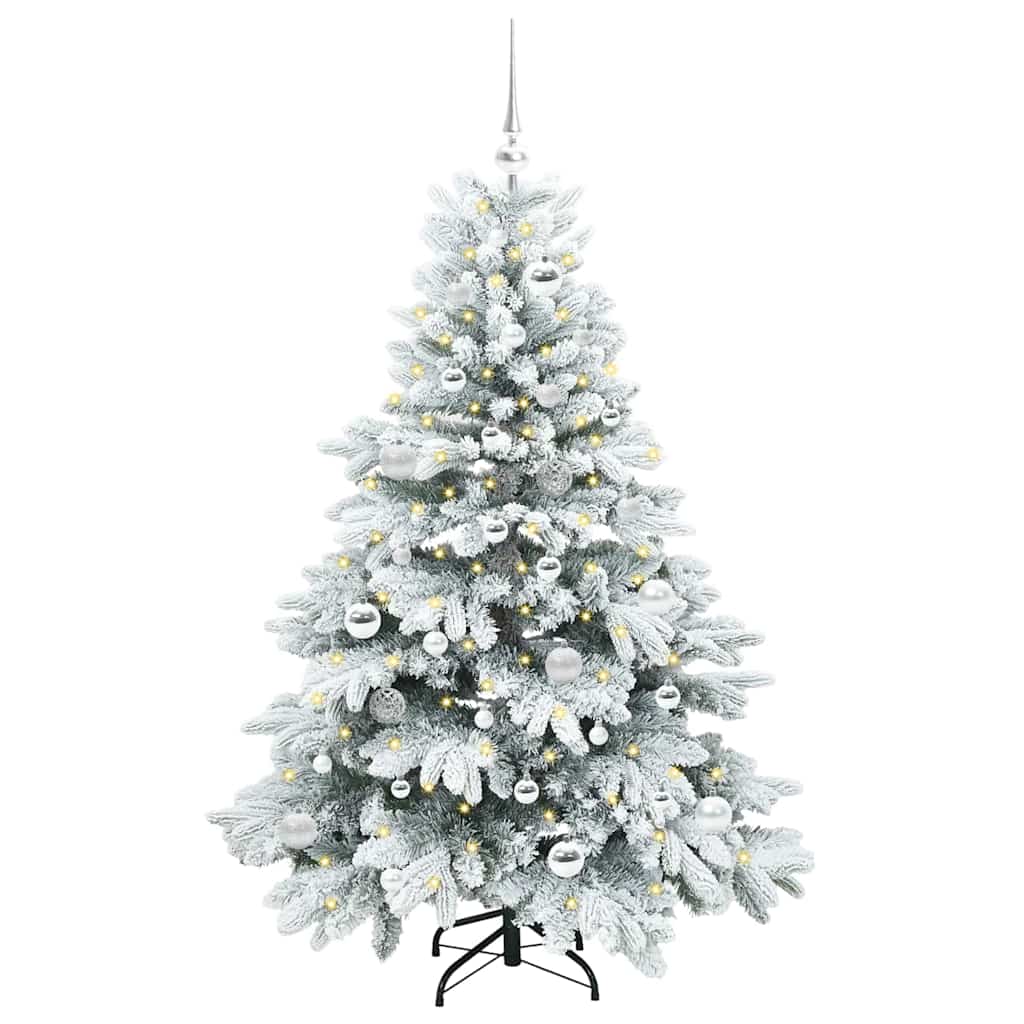 Kunstig juletre med 150 LED med stativ Hvit 150 cm PE og PVC