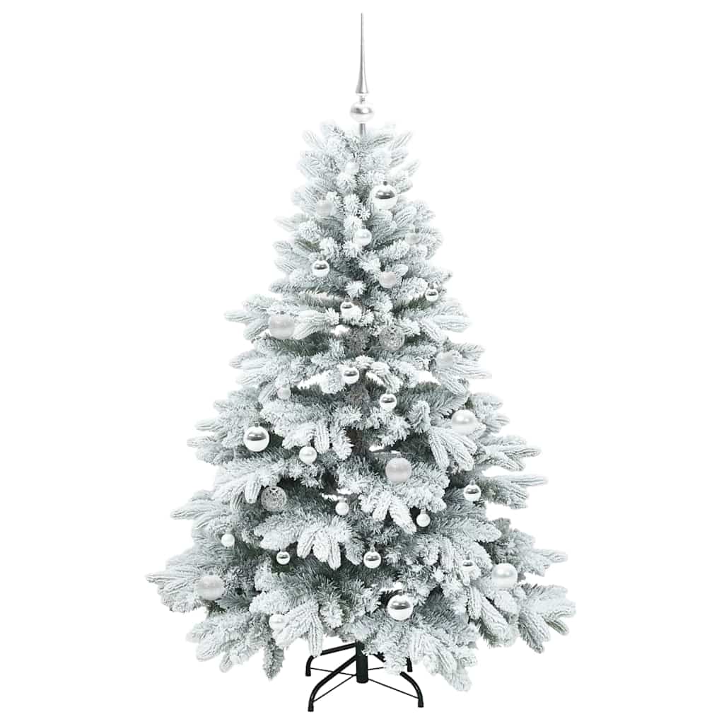 Kunstig juletre med 150 LED med stativ Hvit 150 cm PE og PVC
