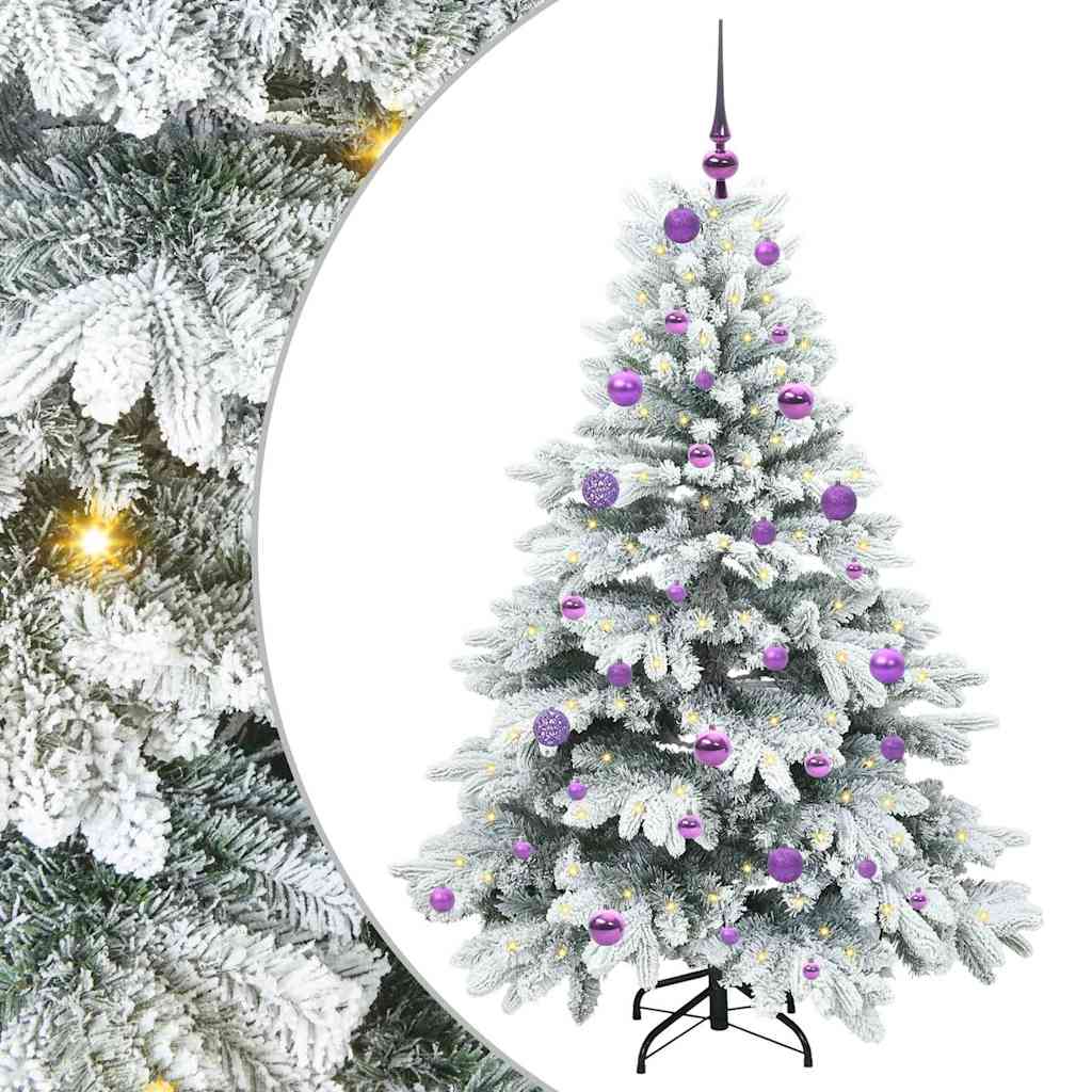 Kunstig juletre med 150 LED med stativ Hvit 150 cm PE og PVC