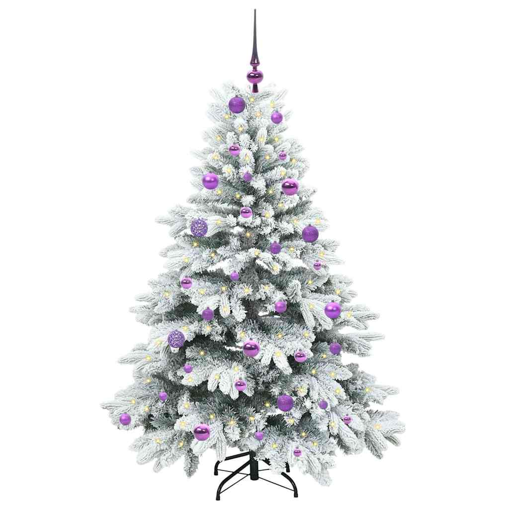 Kunstig juletre med 150 LED med stativ Hvit 150 cm PE og PVC