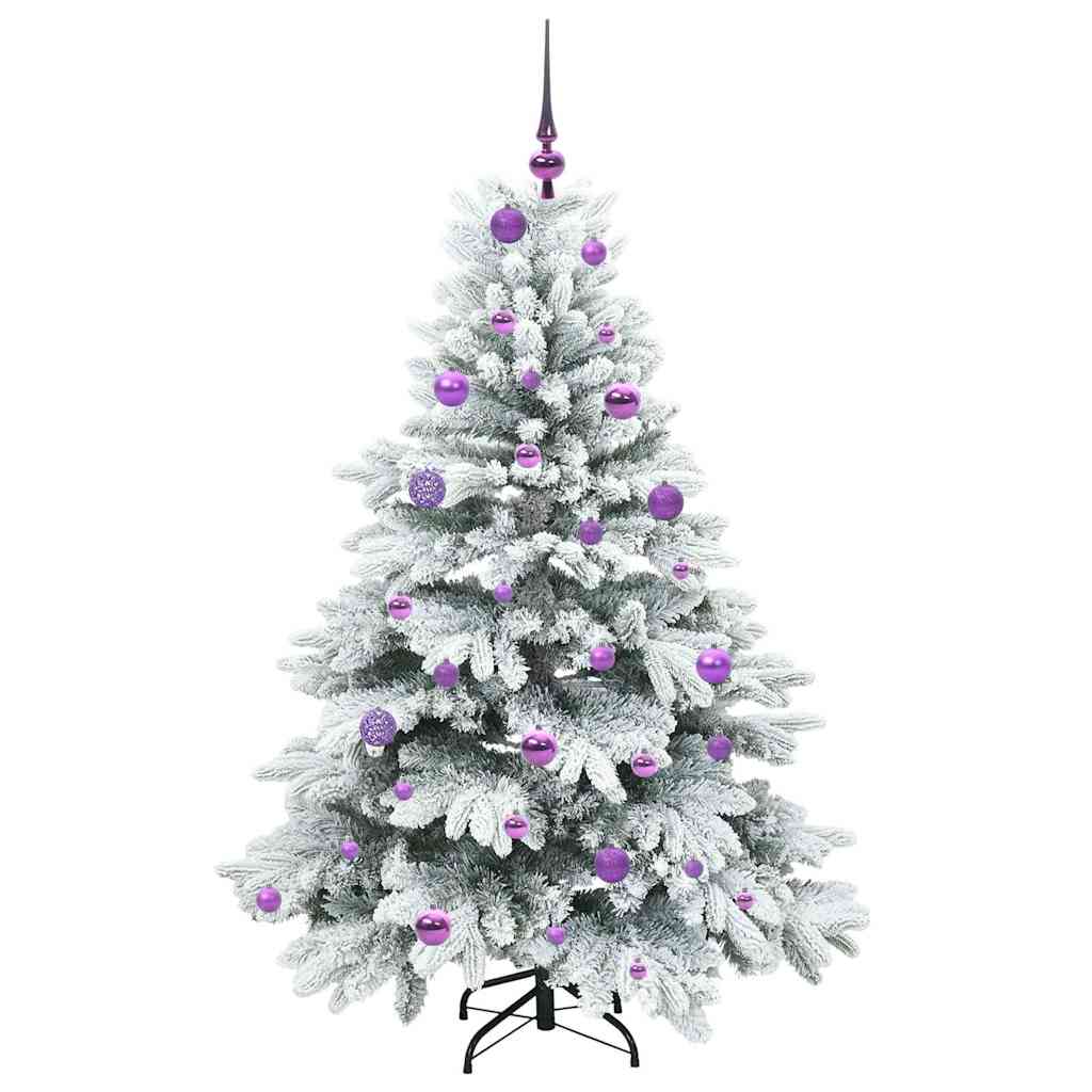 Kunstig juletre med 150 LED med stativ Hvit 150 cm PE og PVC
