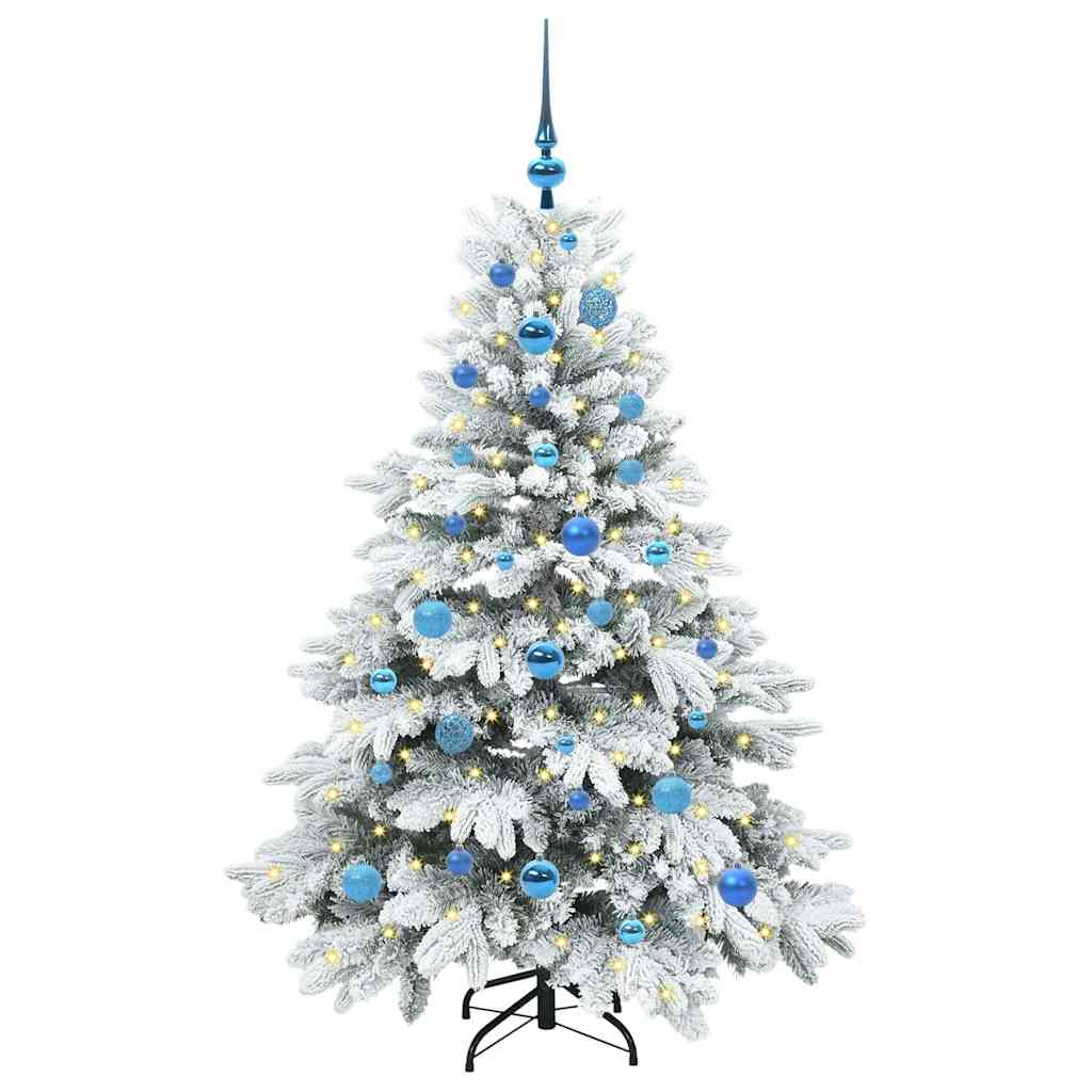 Kunstig juletre med 150 LED med stativ Hvit 150 cm PE og PVC