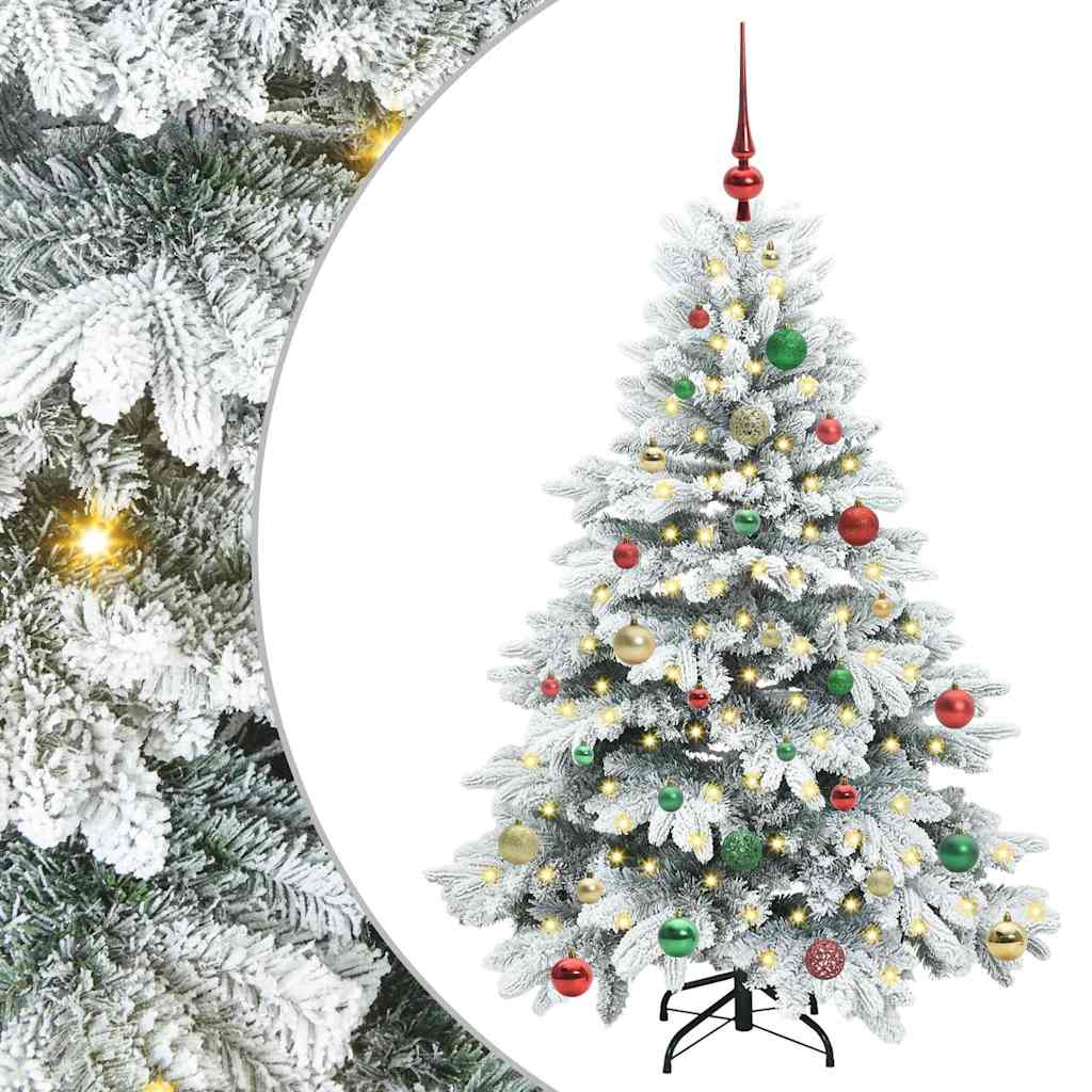 Kunstig juletre med 150 LED med stativ Hvit 150 cm PE og PVC