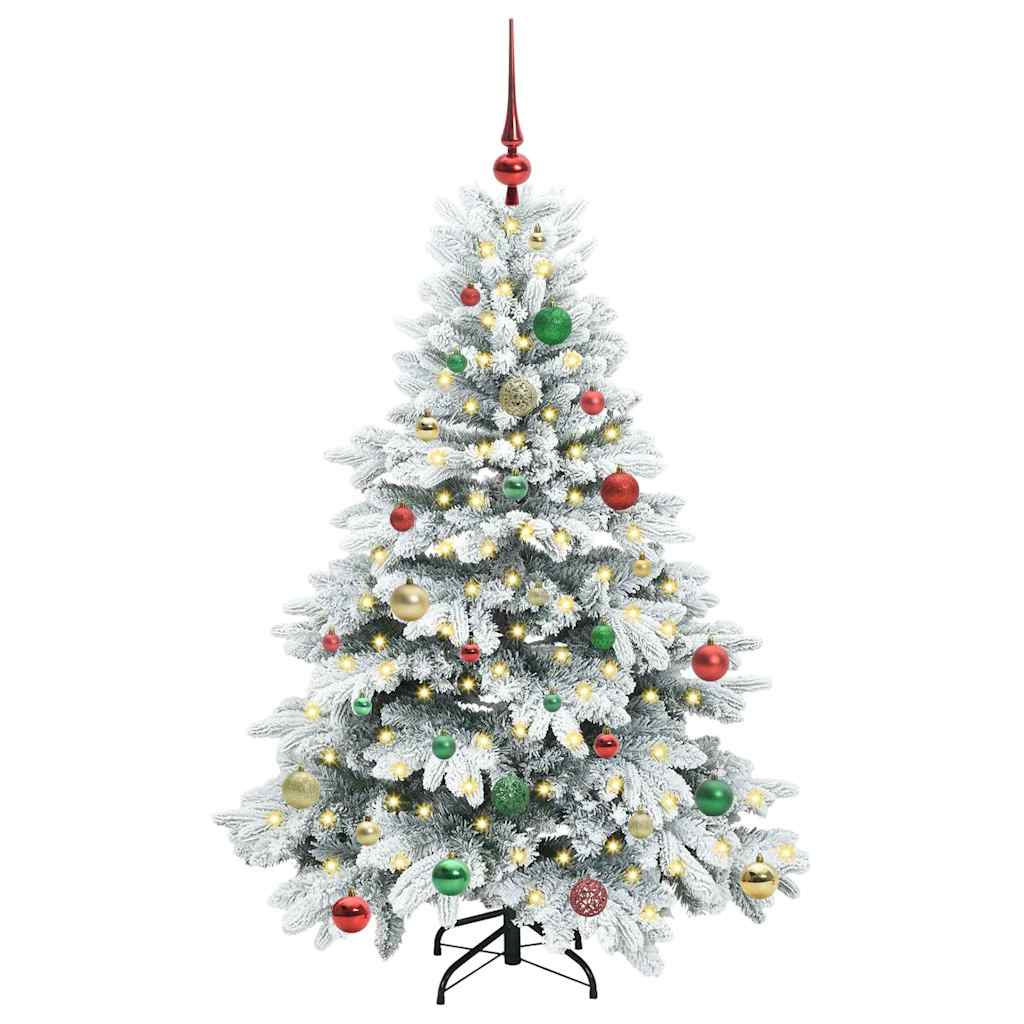 Kunstig juletre med 150 LED med stativ Hvit 150 cm PE og PVC