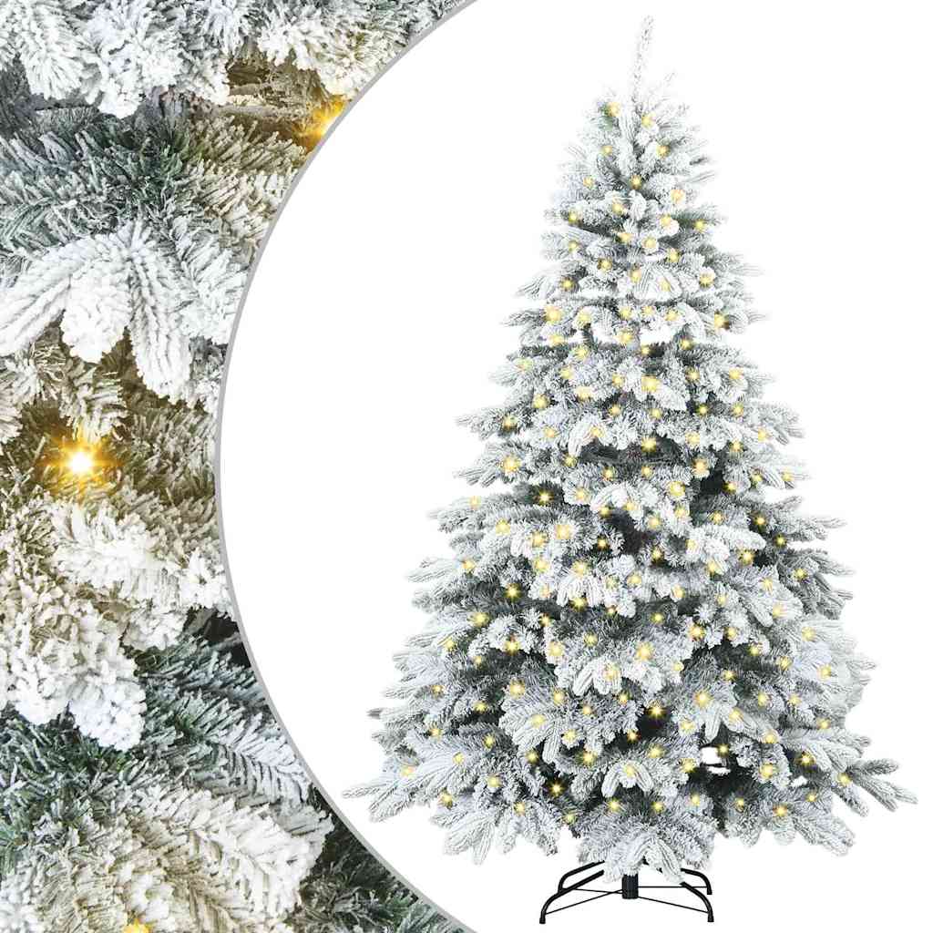 Kunstig juletre med 300 LED med stativ Hvit 180 cm PE og PVC