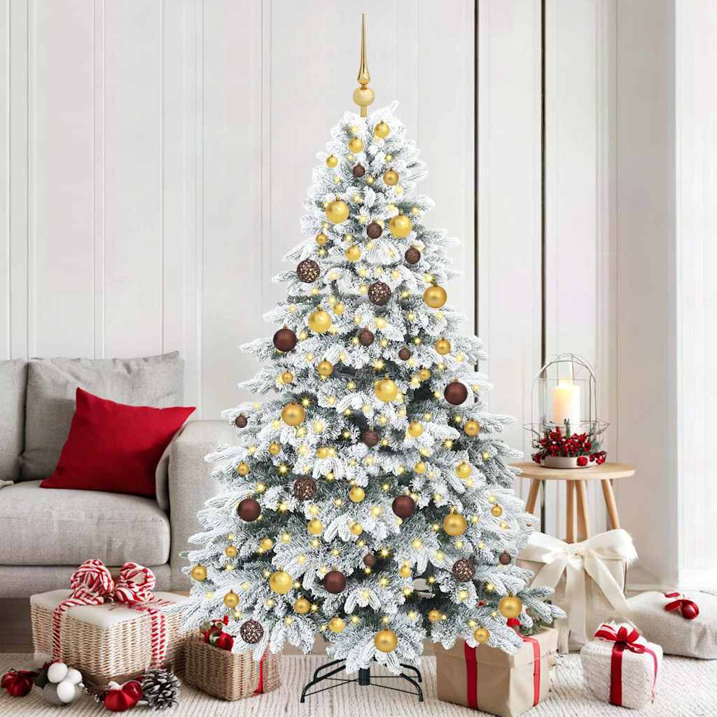 Kunstig juletre med 300 LED med stativ Hvit 180 cm PE og PVC