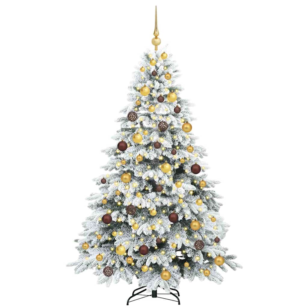 Kunstig juletre med 300 LED med stativ Hvit 180 cm PE og PVC