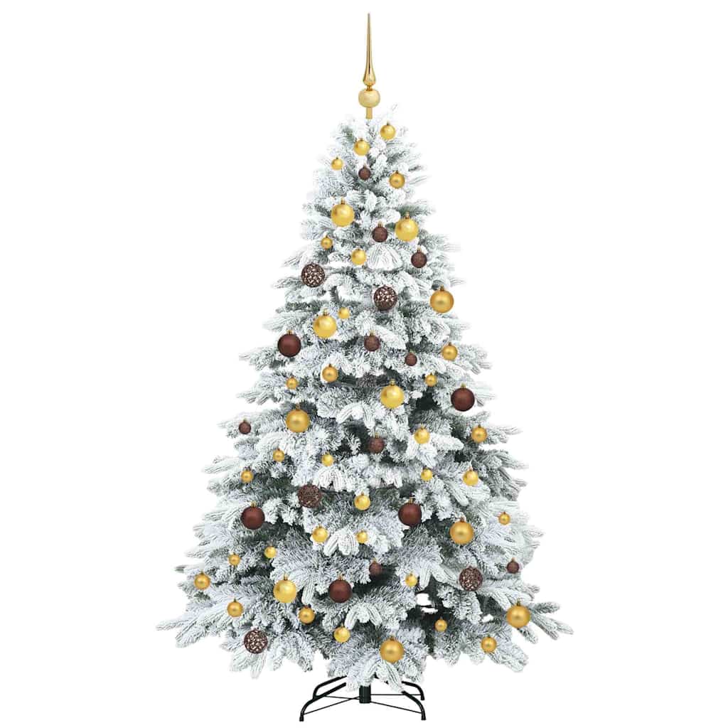 Kunstig juletre med 300 LED med stativ Hvit 180 cm PE og PVC