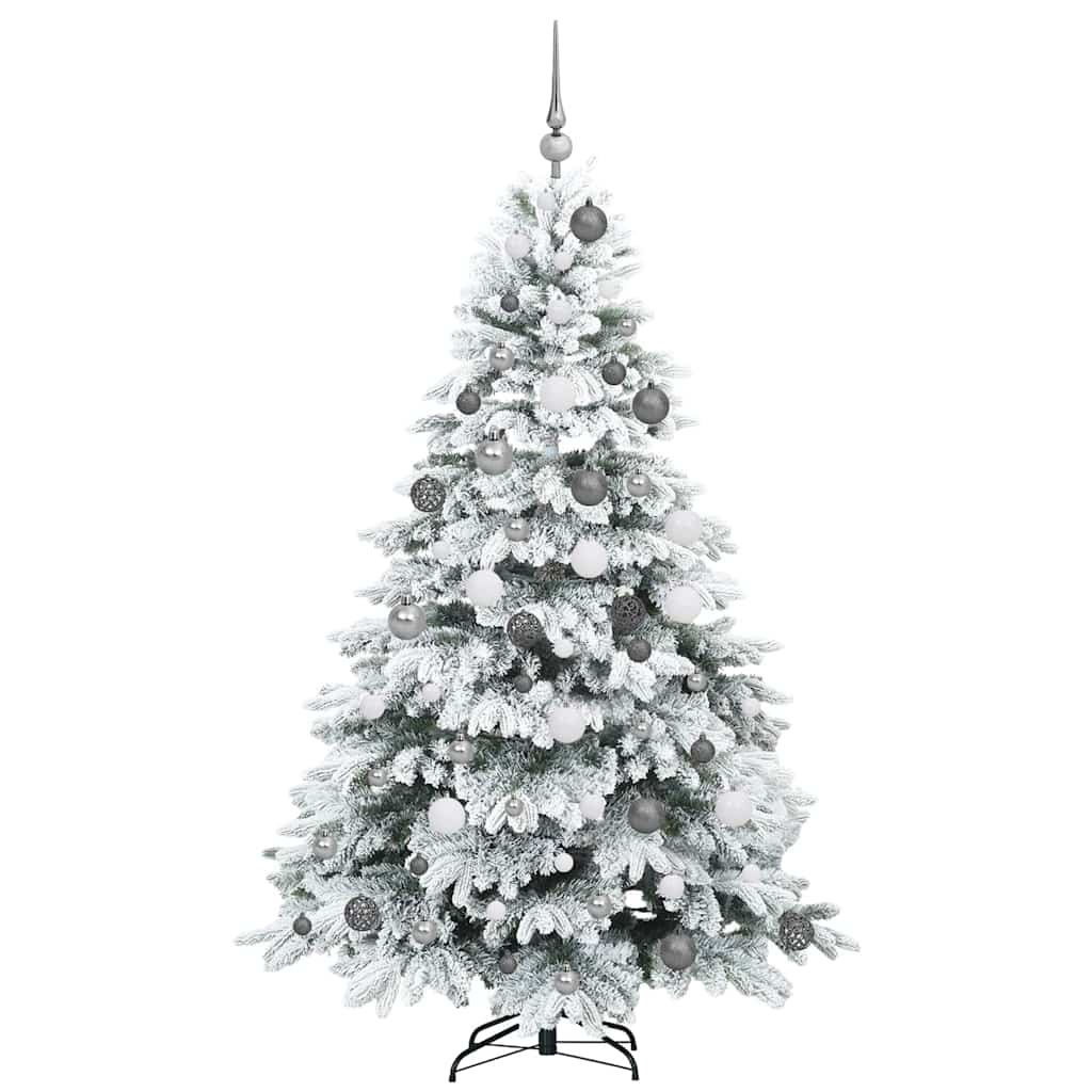 Kunstig juletre med 300 LED med stativ Hvit 180 cm PE og PVC