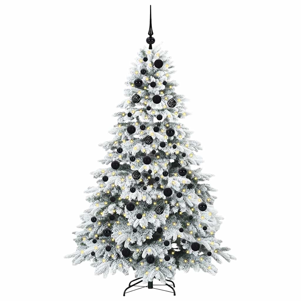 Kunstig juletre med 300 LED med stativ Hvit 180 cm PE og PVC