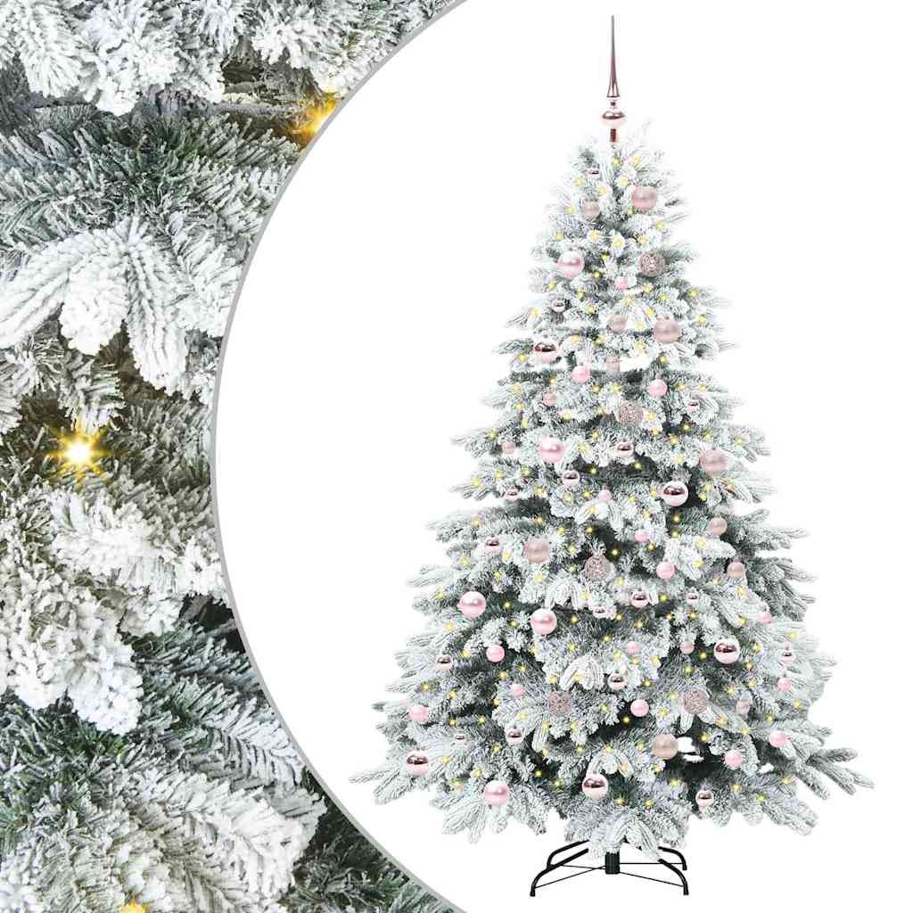 Kunstig juletre med 300 LED med stativ Hvit 180 cm PE og PVC